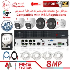 LP8ME84DB1 (2 x Dome 2 X Bullet IP Camera with 8 CH POE NVR 2TB HDD Kit)
